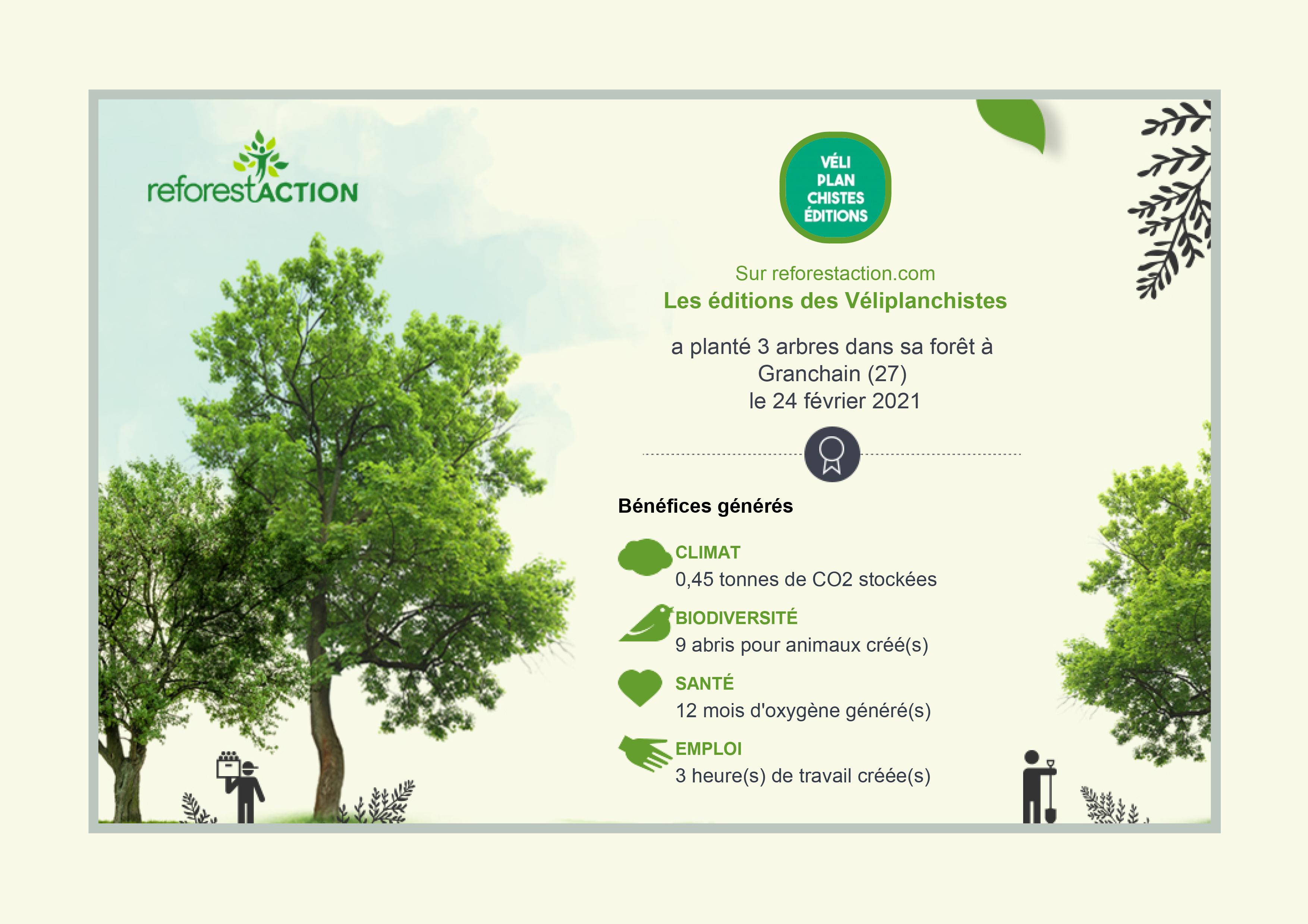 Reforest'action, Partenaire écologique - Éditions Des Véliplanchistes